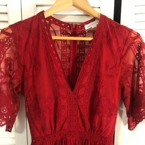 Romantic Red Lace Maxi Dress